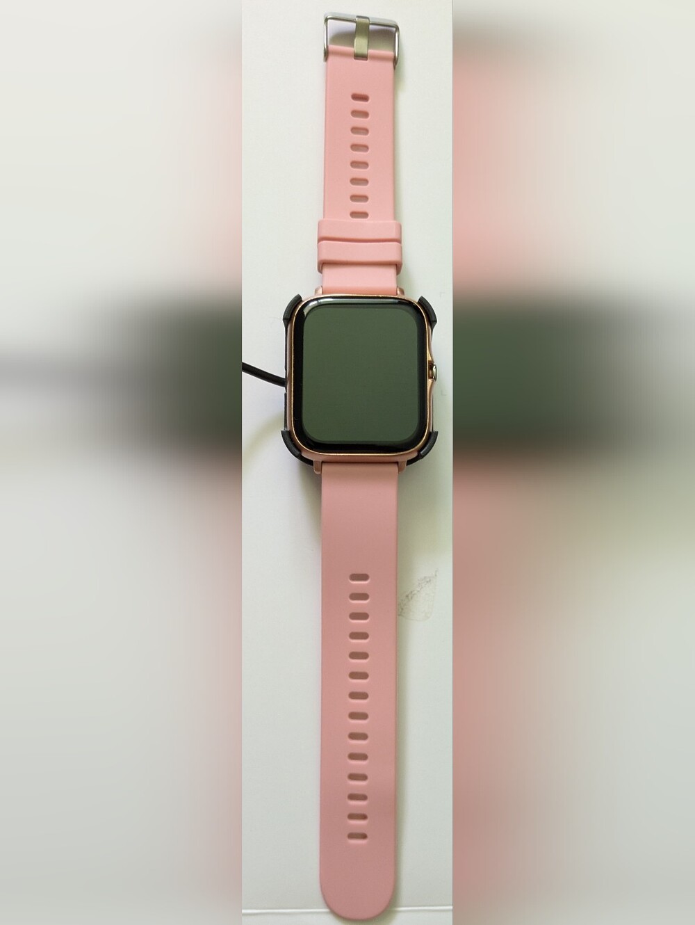 Pink Silicone Smartwatch with Rose Gold Case